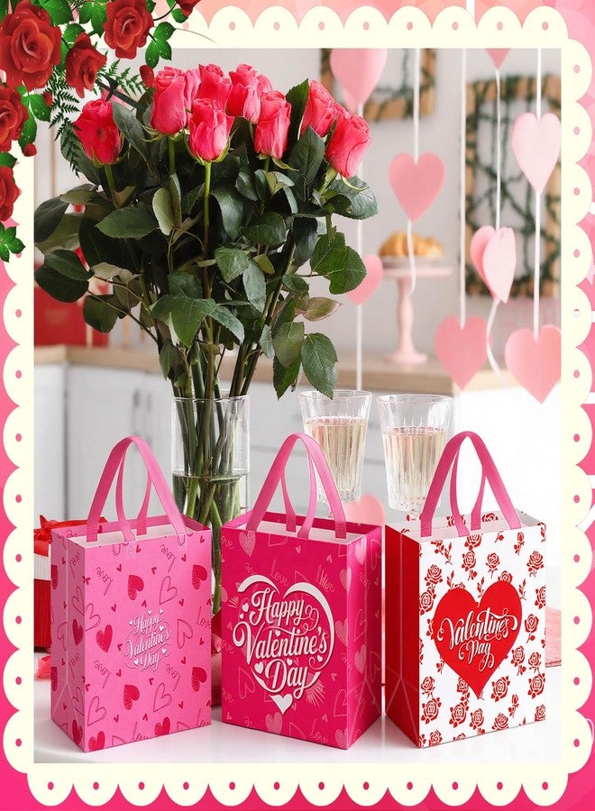Wesnoy 48 Pcs Valentine's Day Gift Bags Bulk with Handle Non Woven Reusable Bags Valentine's Day Tote Bag for Gift Exchange, Goodies Wrapping and Party Celebration Favors, 11.4 x 10.6 x 4.7 Inches - Image 5